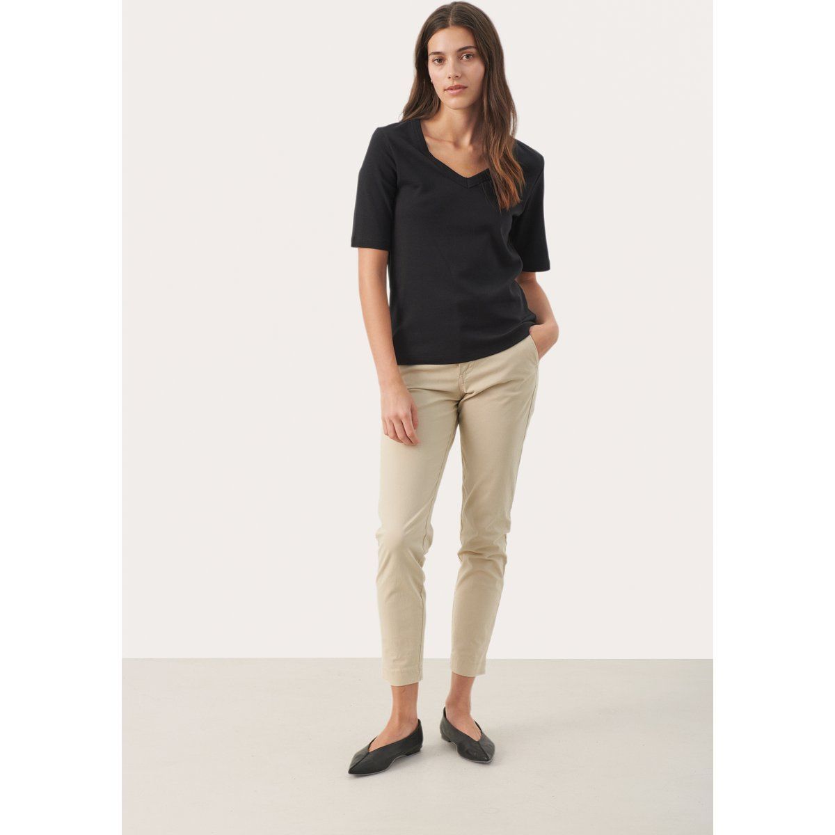 T-shirt Gerade Passform Blac