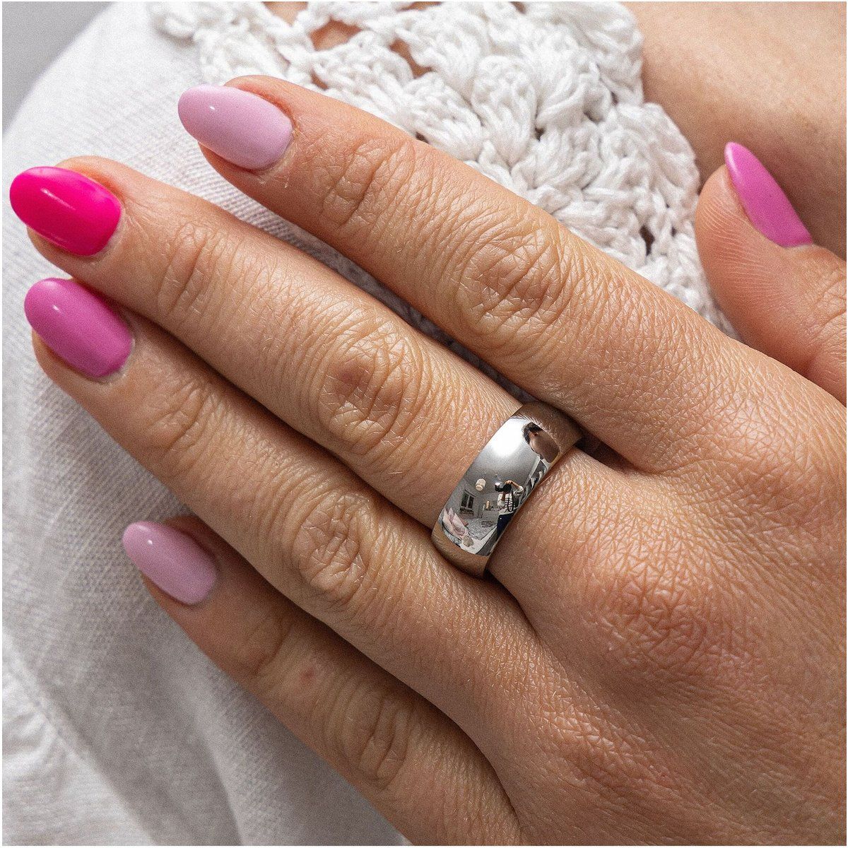 Zeeme Stainless Steel Ring Edelstahl glanz poliert 8mm breit
