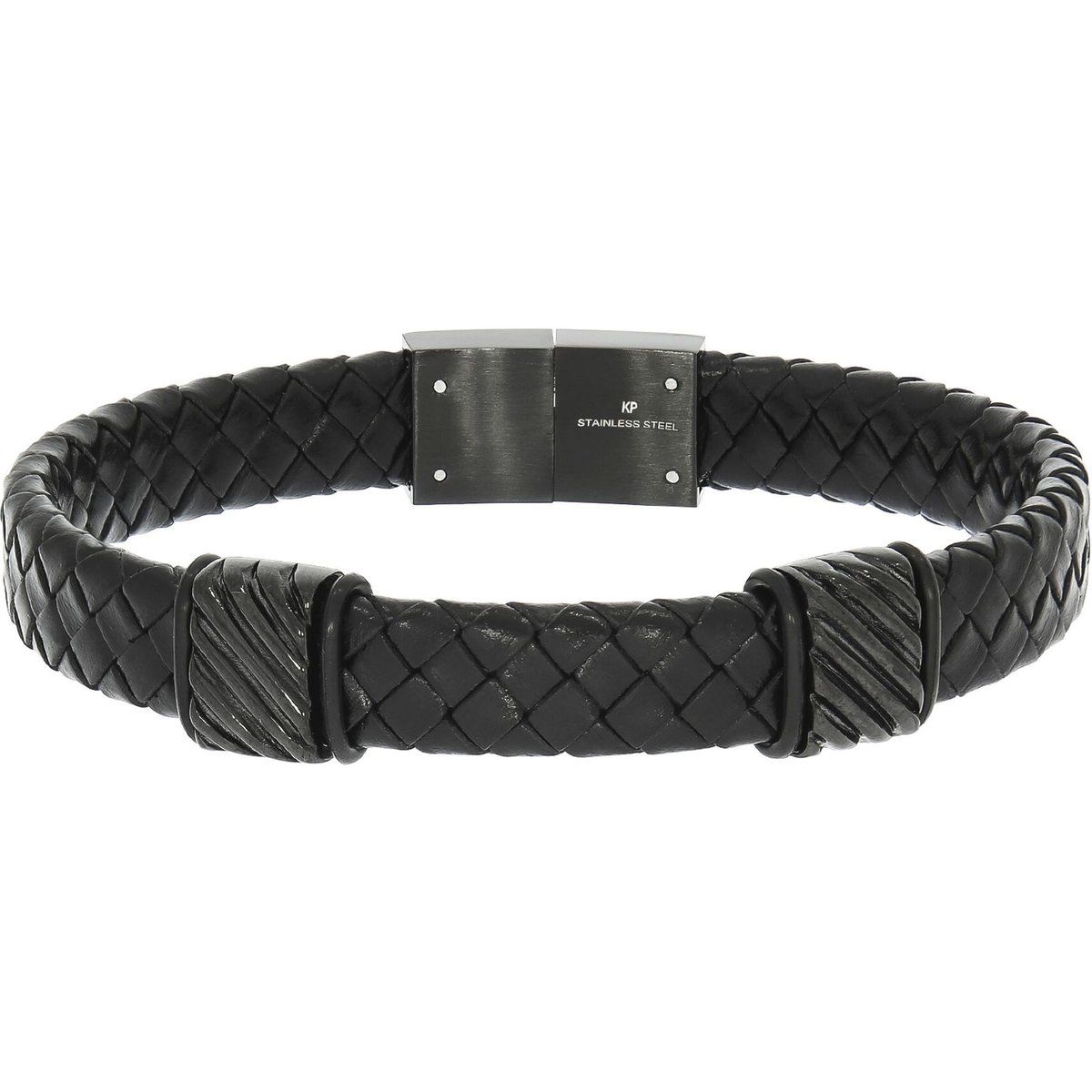 Zeeme Stainless Steel Armband Lederband braun mit Edelstahlverschluss