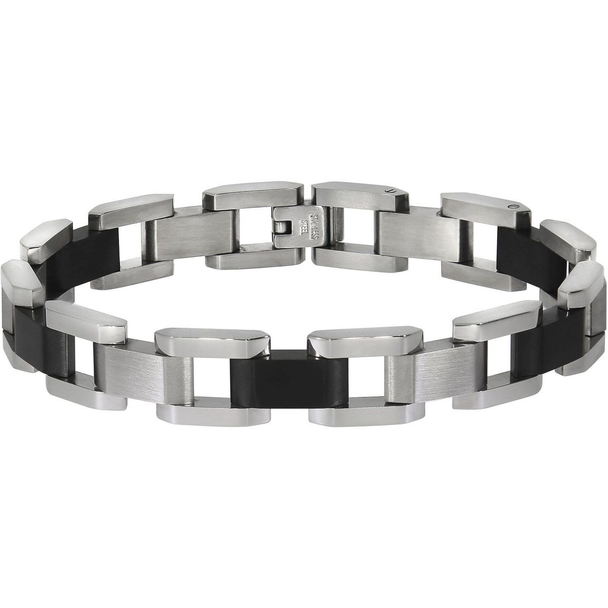 Zeeme Stainless Steel Armband Edelstahl poliert matt zweifarbig schwarz