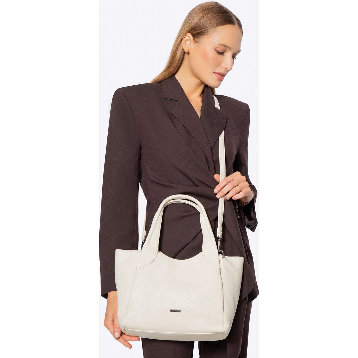 Wittchen Damen-Etui aus Öko-Leder, klein, cremefarben