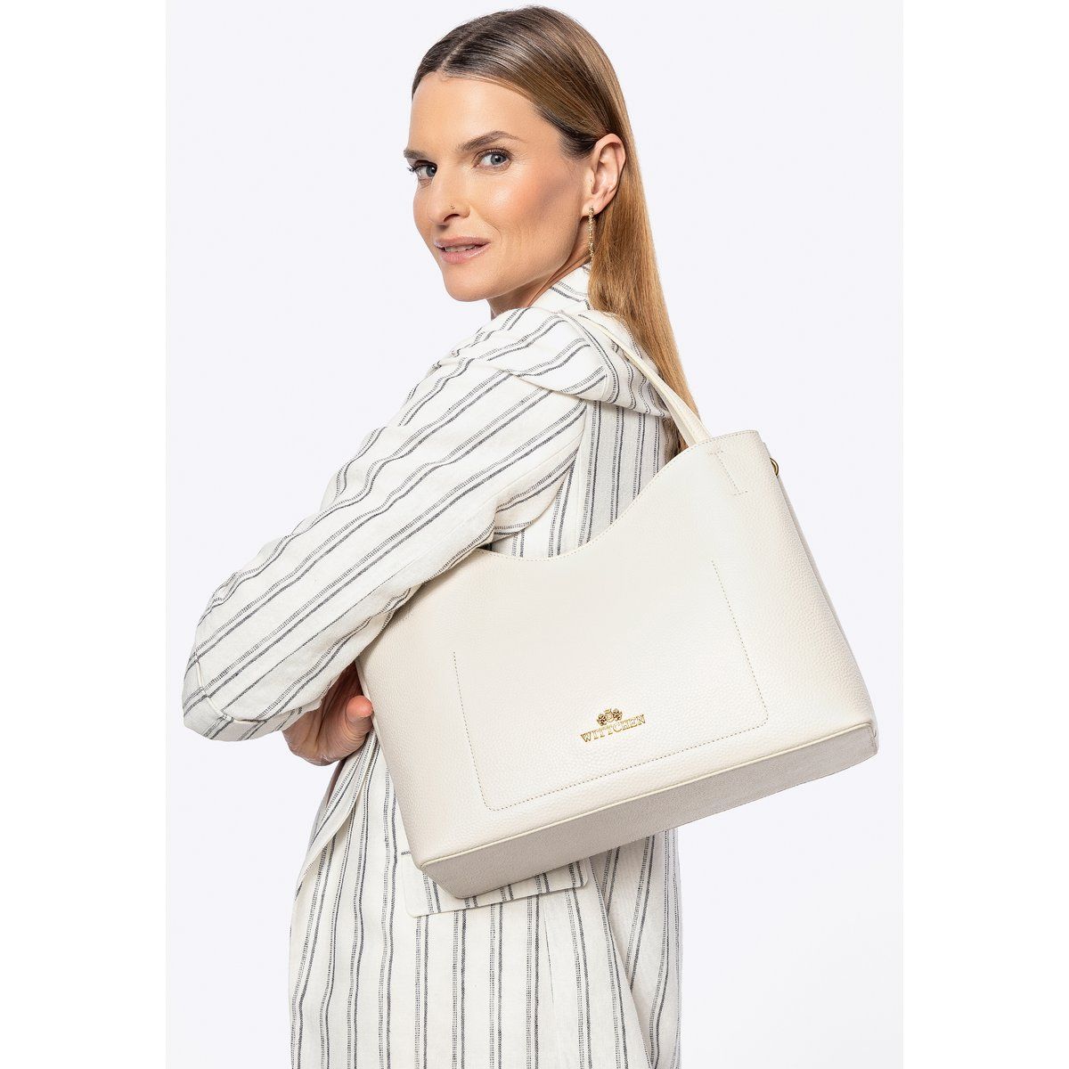 Wittchen Damenhandtasche mit abnehmbarer Innentasche, cremefarben
