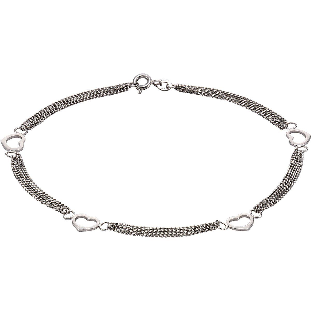 Zeeme Silber Fußkette Silber 925 mit Herz-Motiv 25cm lang