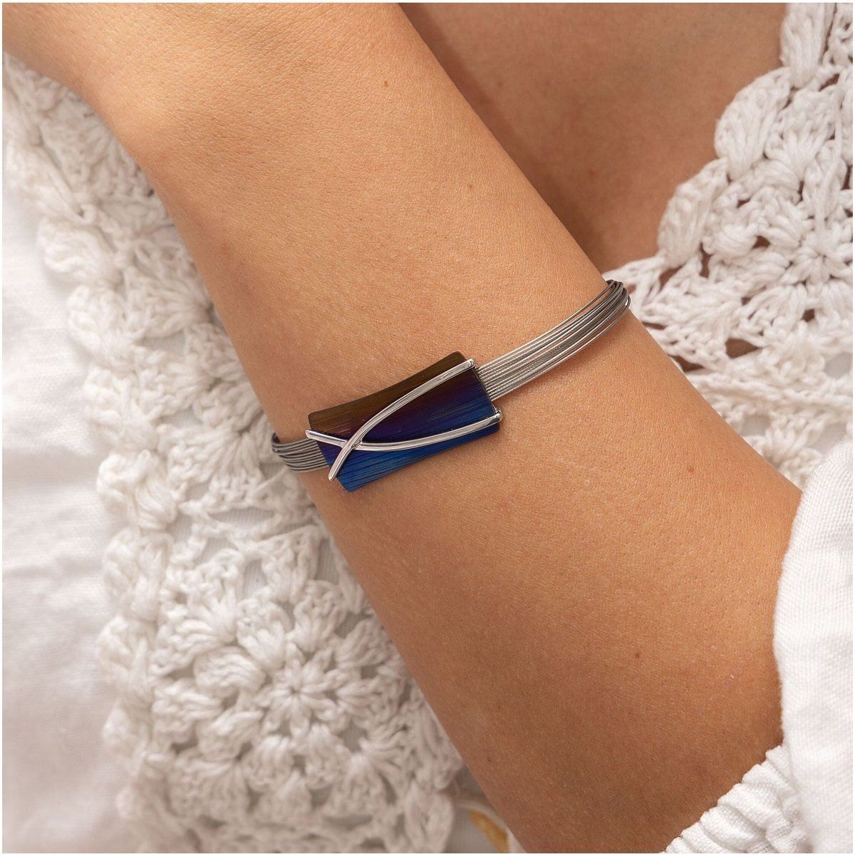 Zeeme Stainless Steel Armband Edelstahl mit Titan mehrfarbig 17+3cm lang