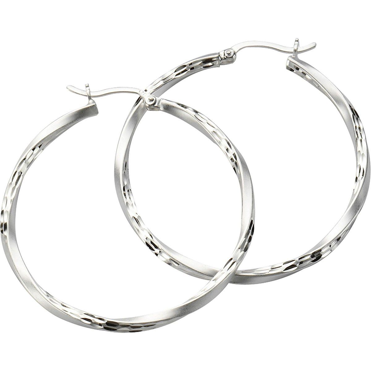 Zeeme Silber Ohrringe 925 Silber mattiert diamantiert