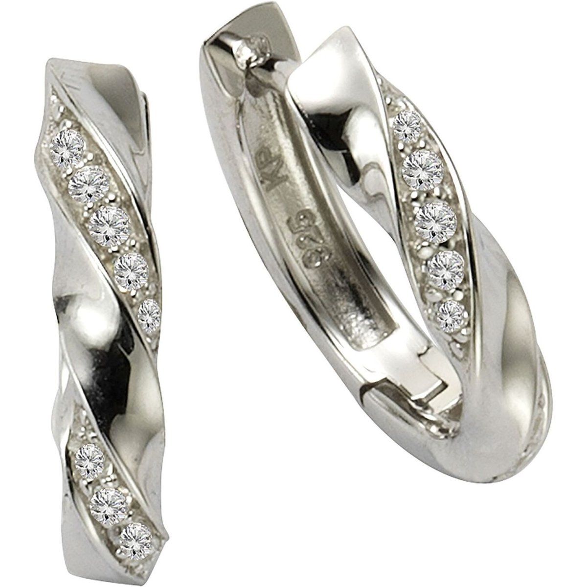 Zeeme Silber Ohrringe Silber 925 Zirkonia weiß