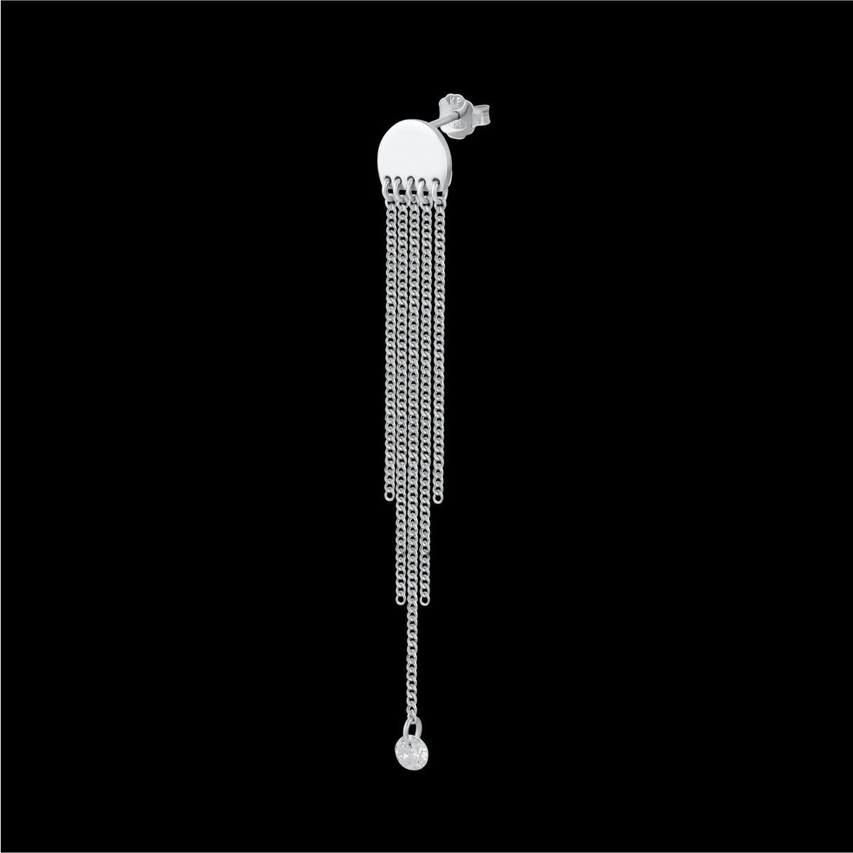 Zeeme Silber Ohrringe Silber 925 rhodiniert 70mm lang mit Zirkonia-Steinen