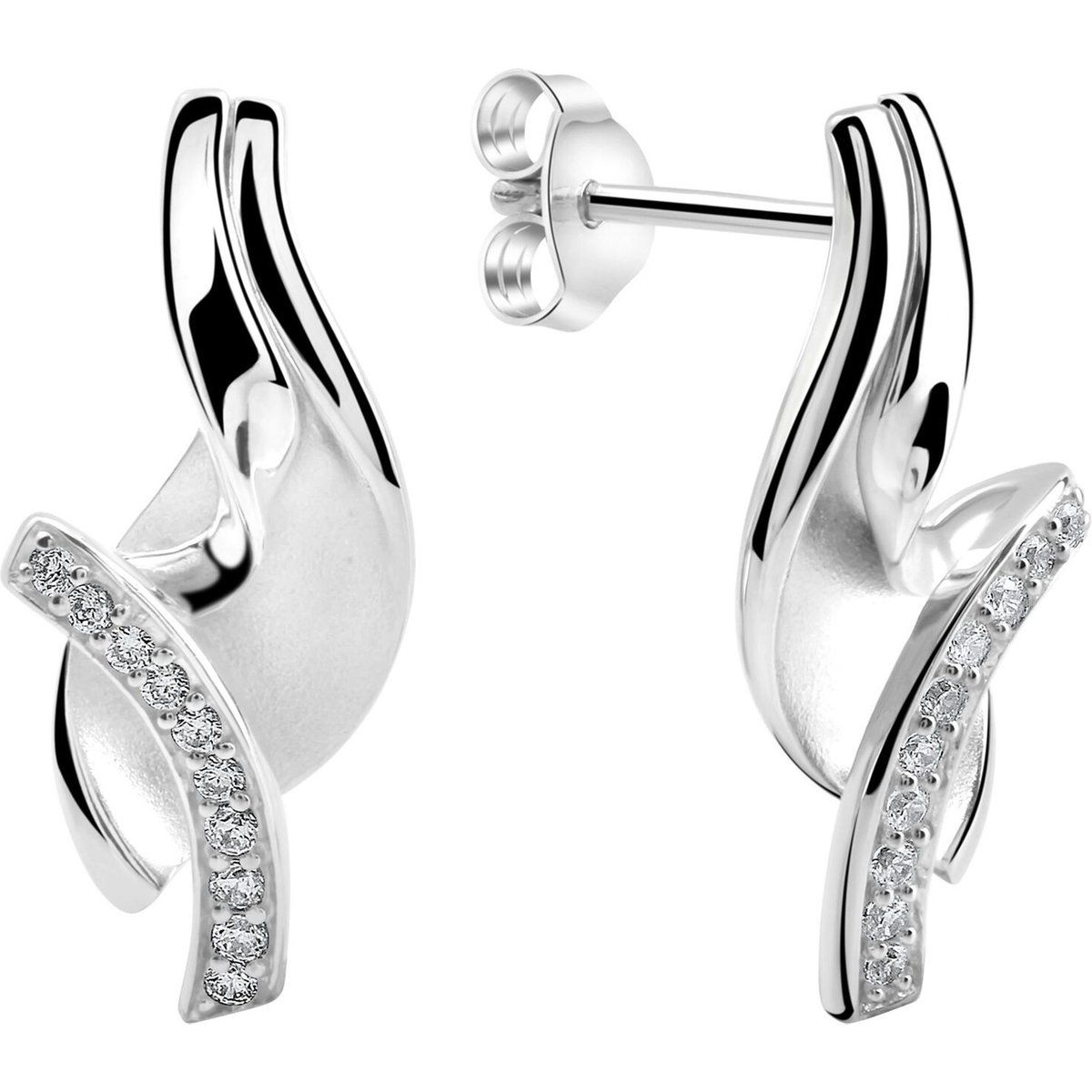 Zeeme Silber Ohrstecker 925/- Sterling Silber rhodiniert Zirkonia