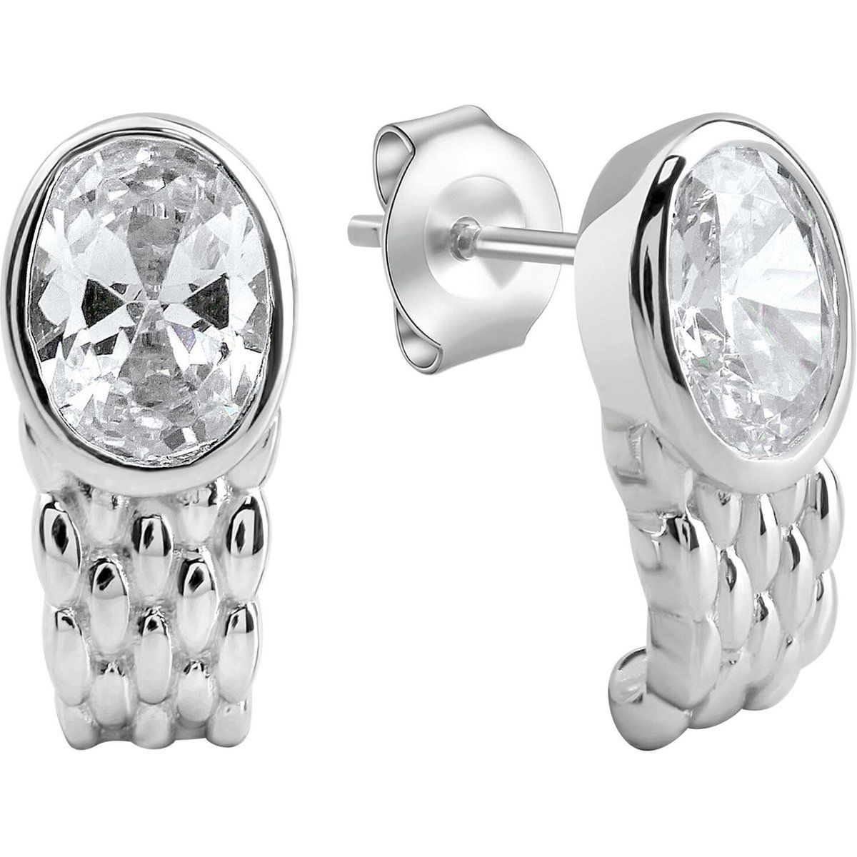 Zeeme Silber Ohrstecker 925/- Sterling Silber rhodiniert Zirkonia