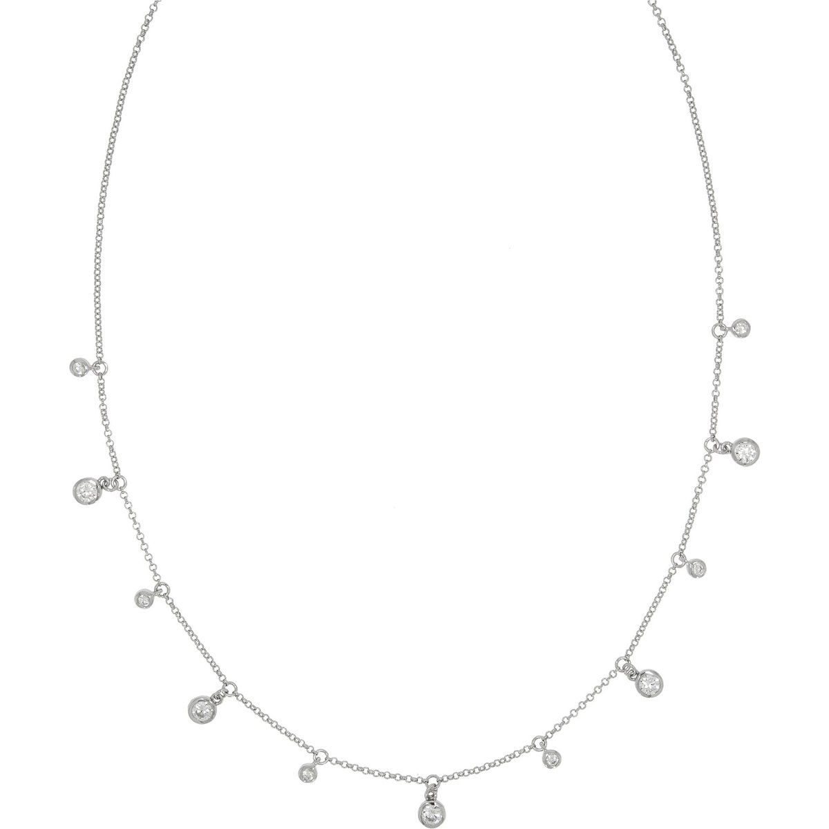 Zeeme Silber Halskette Silber 925 rhodiniert mit Zirkonia weiß