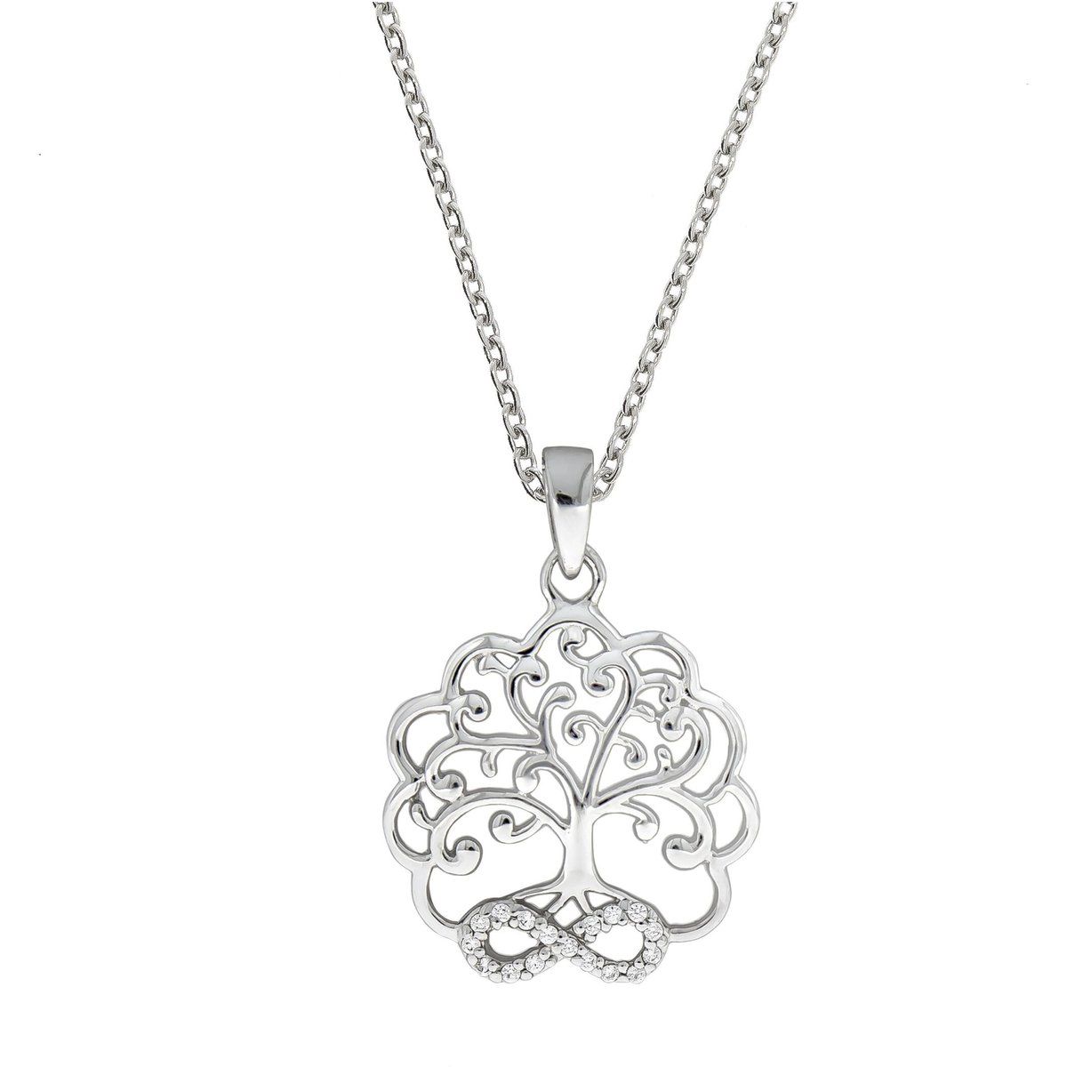 Zeeme Silber Halskette 925 Sterling Silber rhodiniert Lebensbaum
