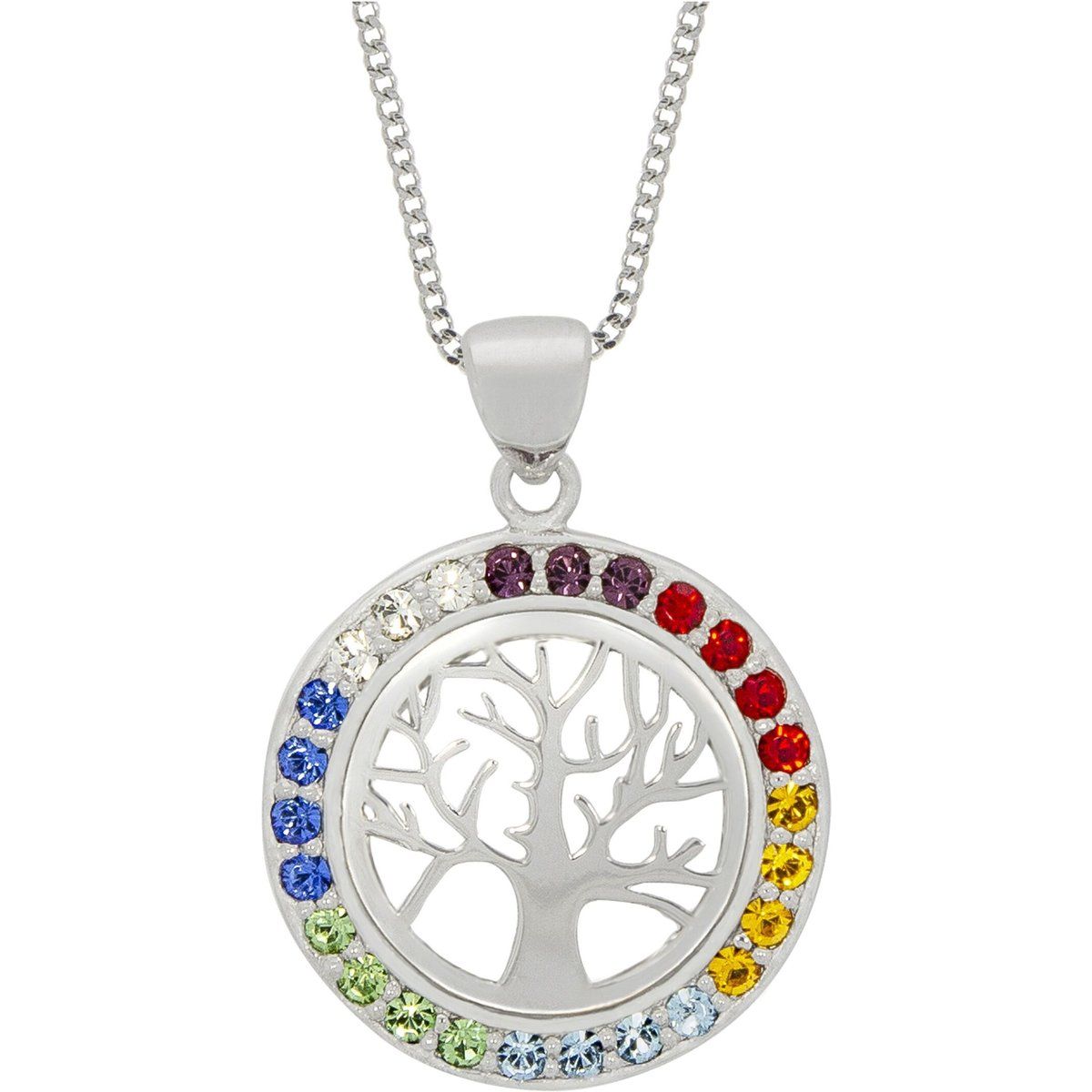 Zeeme Silber Halskette Silber 925 rhodiniert mit Lebensbaum-Motiv
