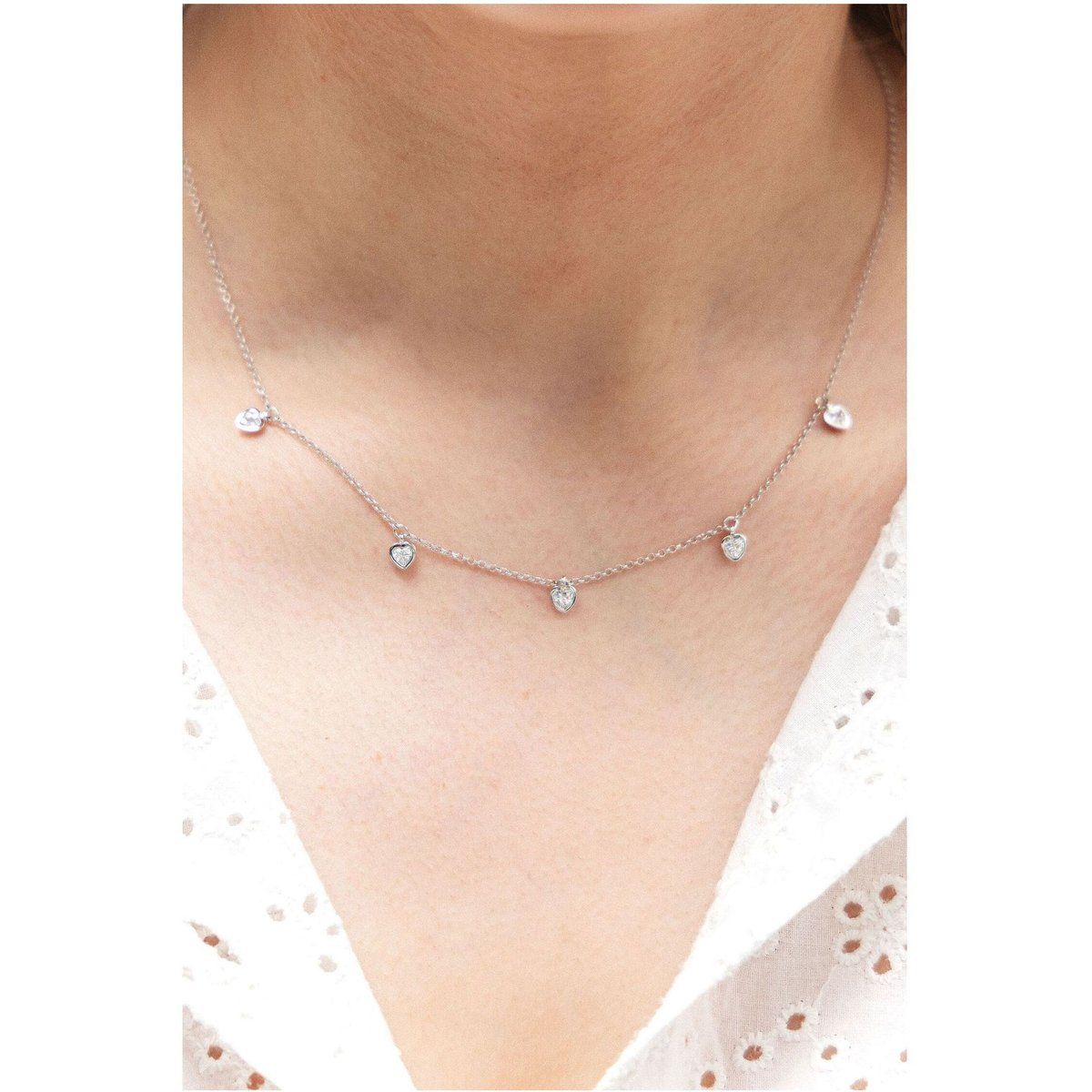 Zeeme Silber Halskette Silber 925 rhodiniert mit Zirkonia weiß