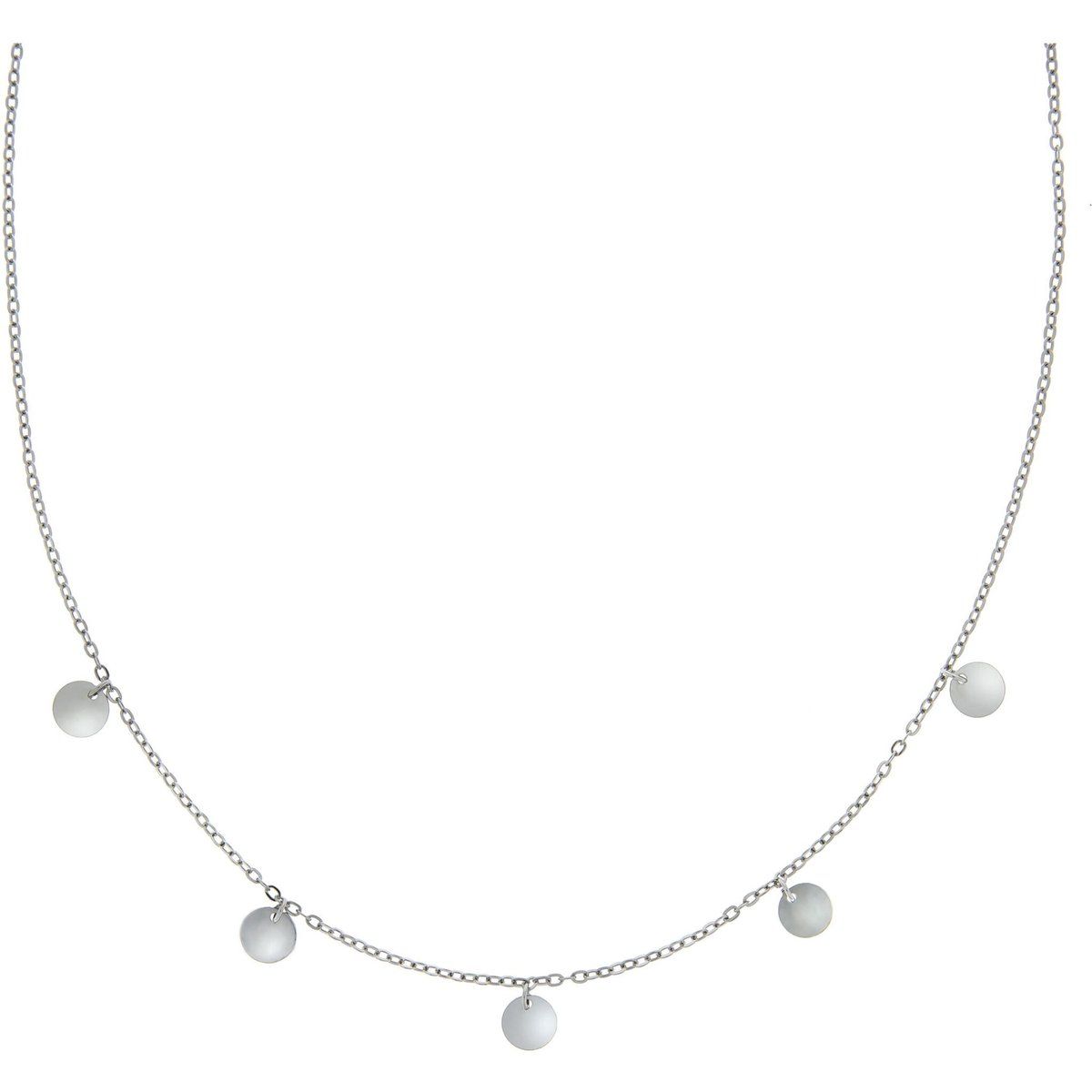 Zeeme Silber Halskette 925 Sterling Silber rhodiniert Plättchen-Anhänger 42+3cm