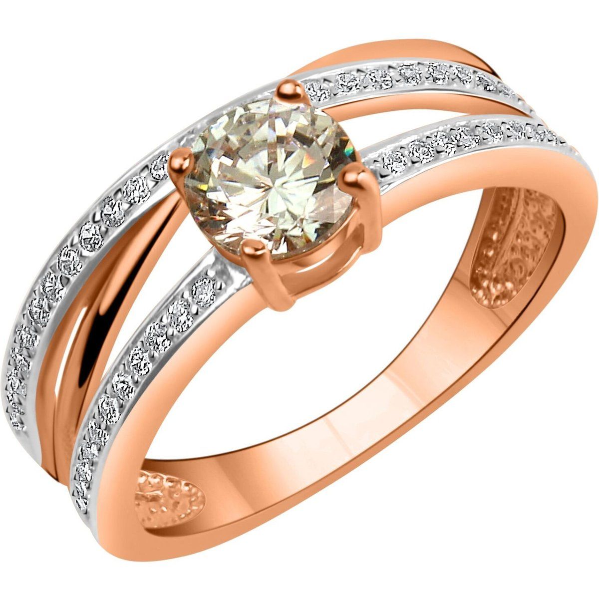 Zeeme Silber Ring 925/- Sterling Silber Rosevergoldet Zirkonia