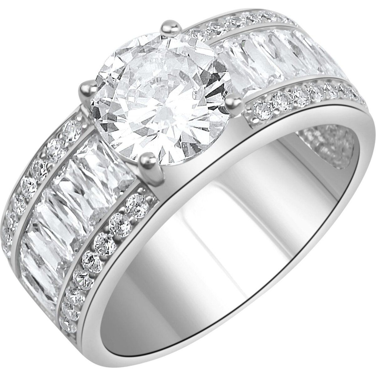 Zeeme Silber Ring 925/- Sterling Silber rhodiniert Zirkonia
