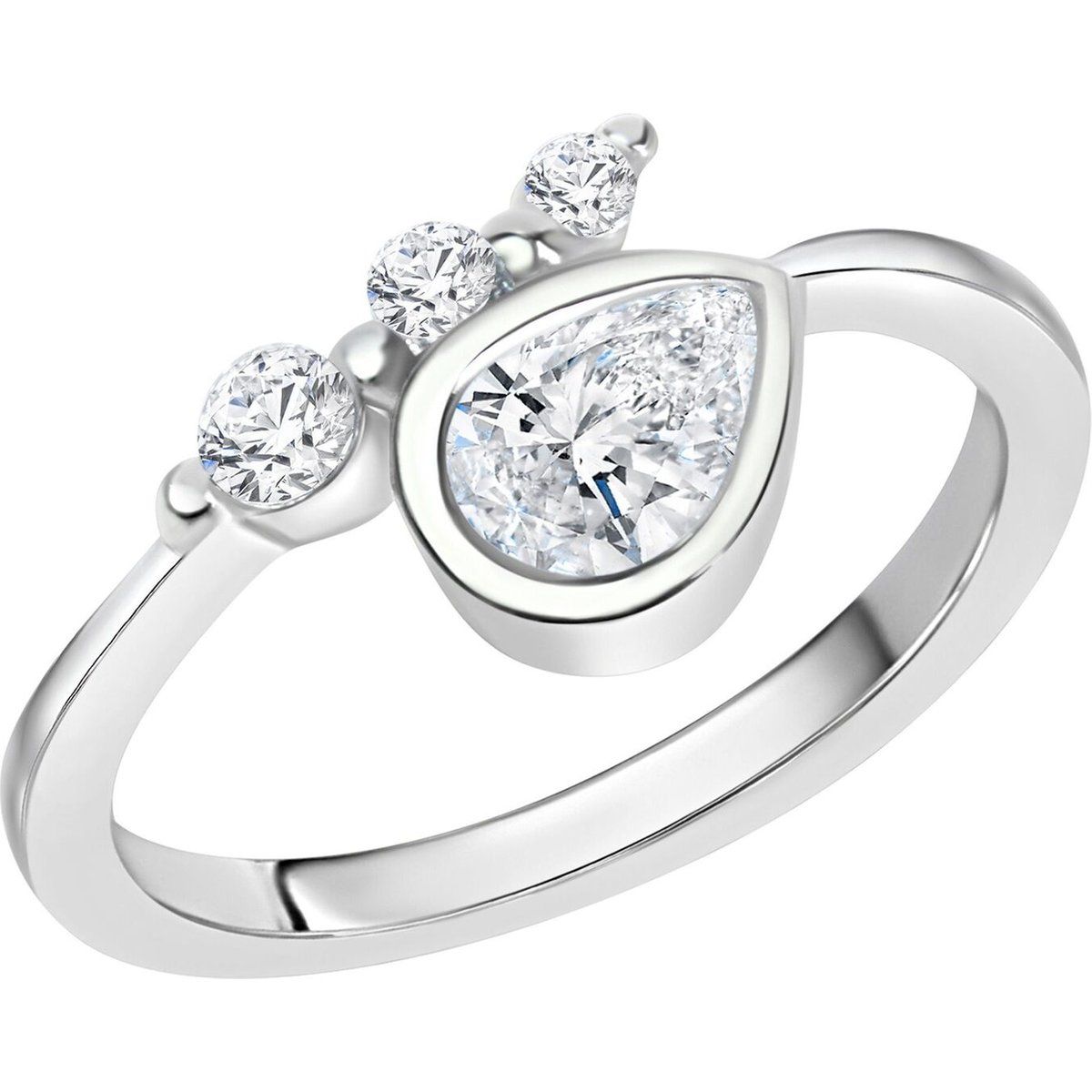 Zeeme Silber Ring Silber 925 rhodiniert mit Zirkonia weiß
