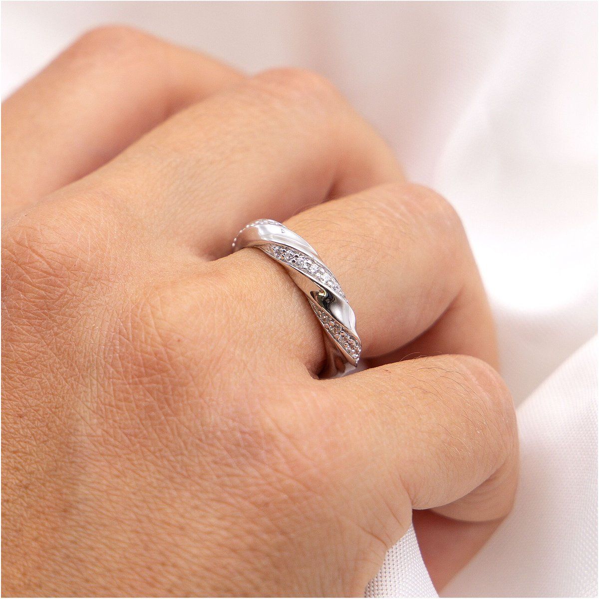 Zeeme Silber Ring Silber 925 rhodiniert mit Zirkonia weiß