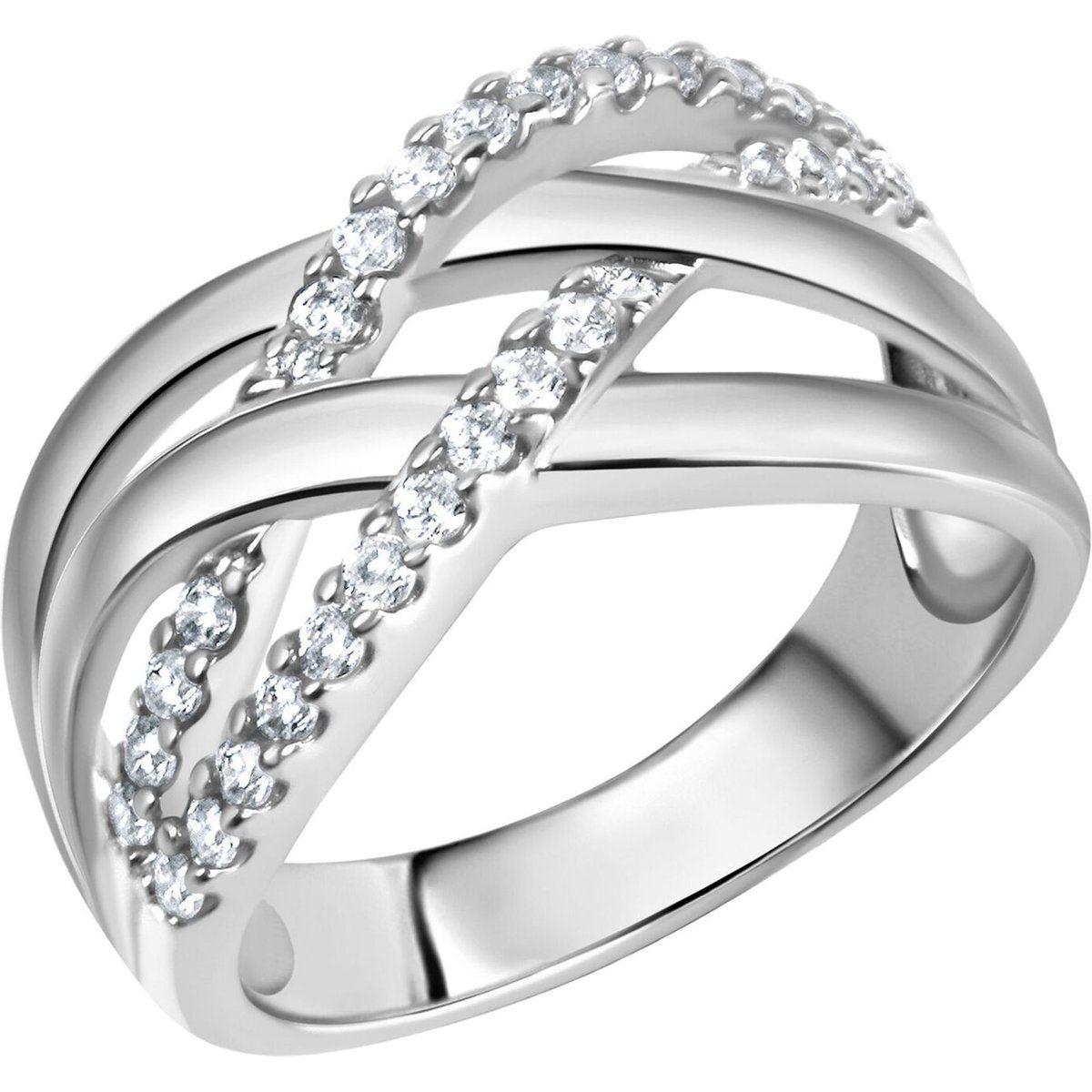 Zeeme Silber Ring Silber 925 rhodiniert mit Zirkonia weiß