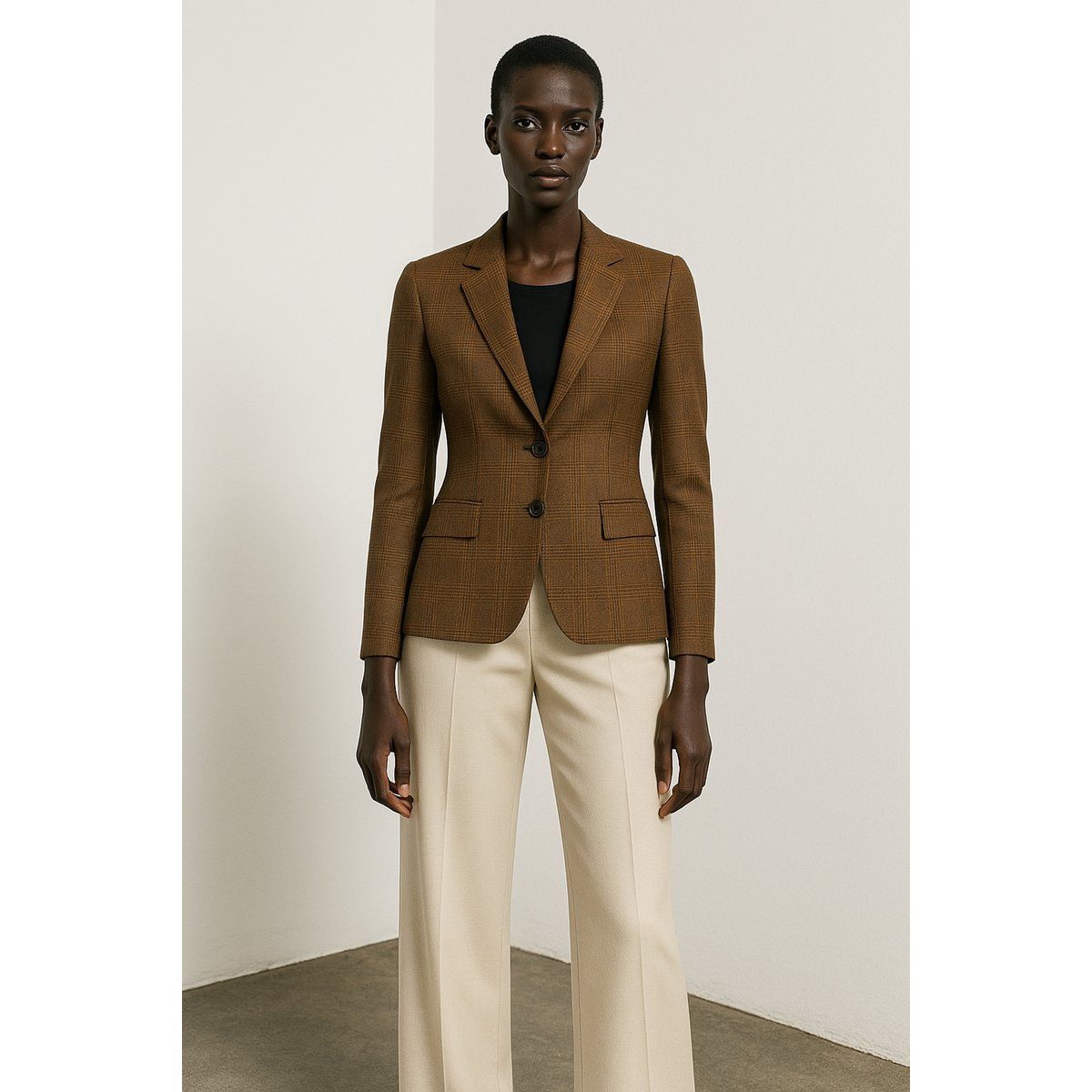 Karierter, taillierter Blazer aus 100 % Baumwolle