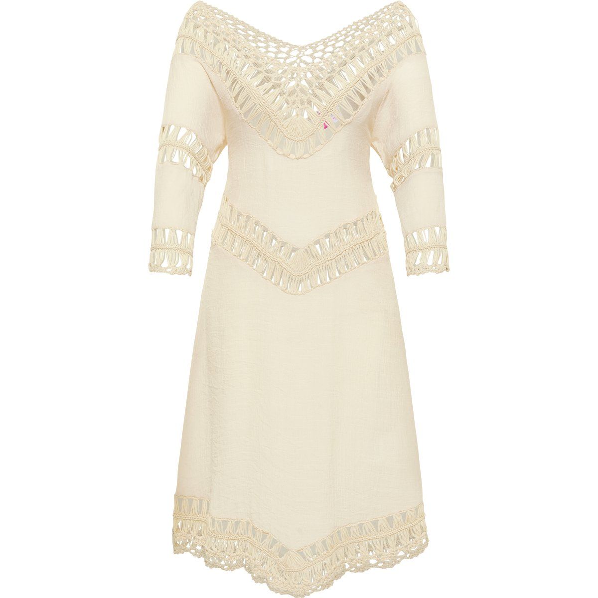 IZIA Tunika-Kleid Mini mit Häkelpart Damen Wollweiß