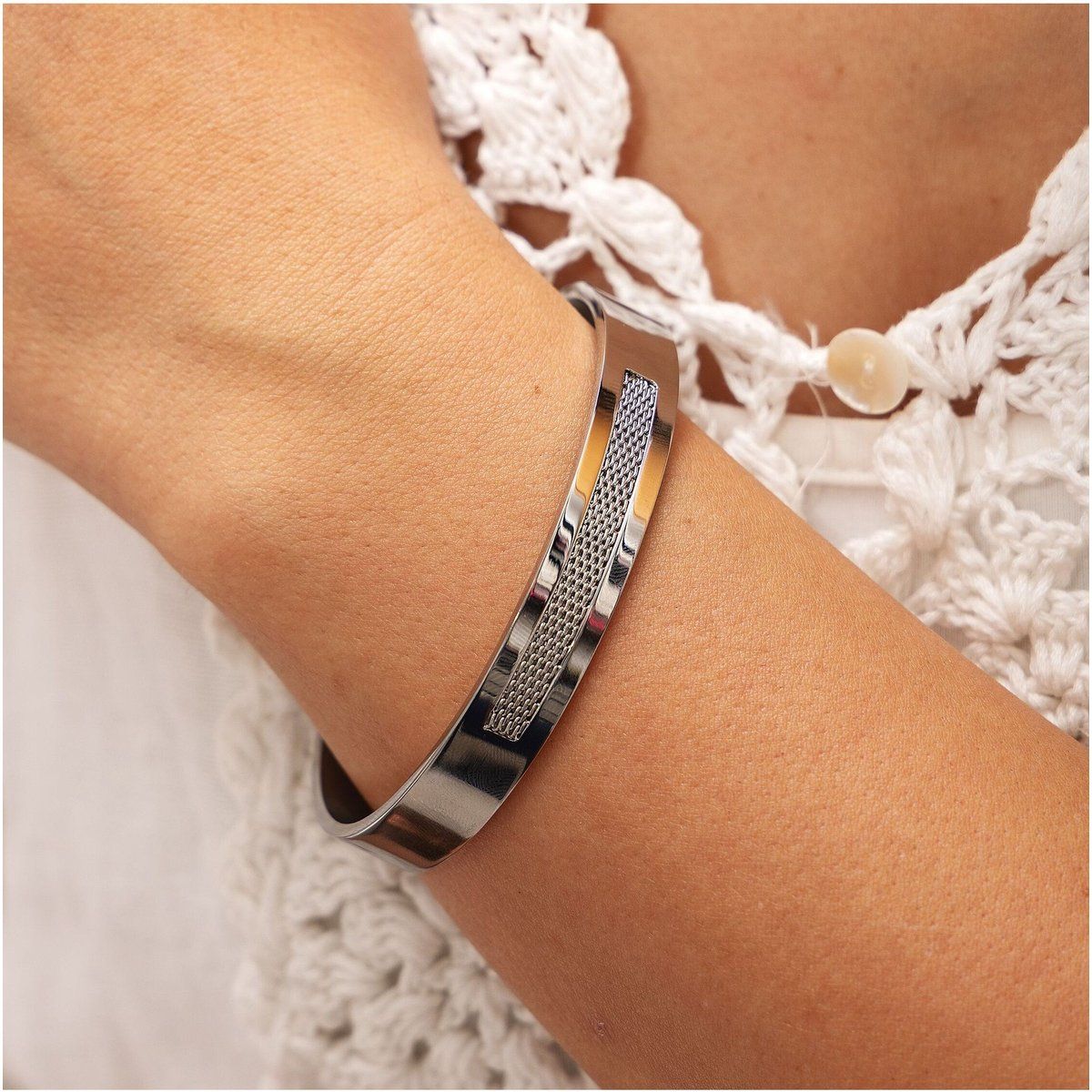 Zeeme Stainless Steel Armreif Edelstahl 10mm breit