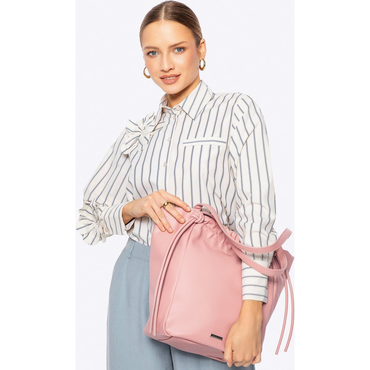 Wittchen Damen-Einkaufstasche aus Öko-Leder mit Zierriemen, rosa