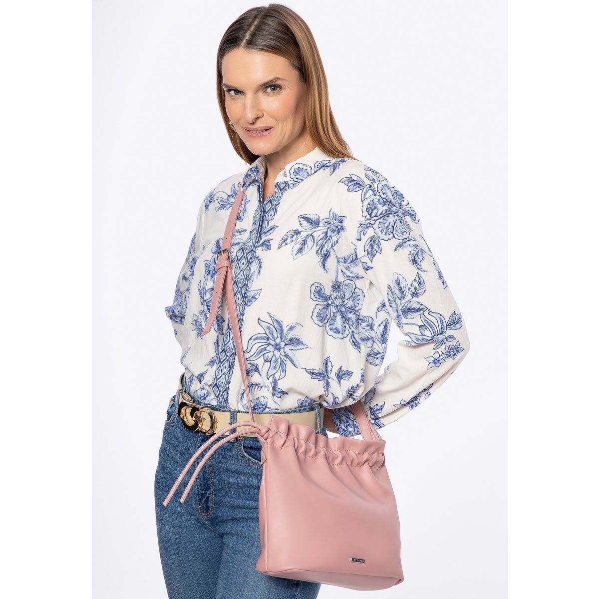 Wittchen Damen-Umhängetasche mit Zierbändern, Rosa, Kunstleder