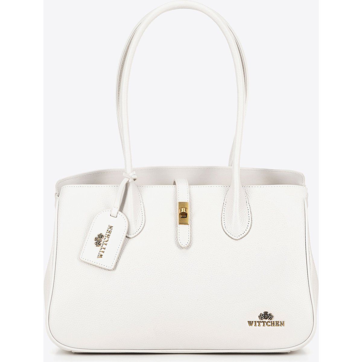 Wittchen Damen-Shopper-Tasche aus Leder mit Quaste, Cremeweiß, Echtleder