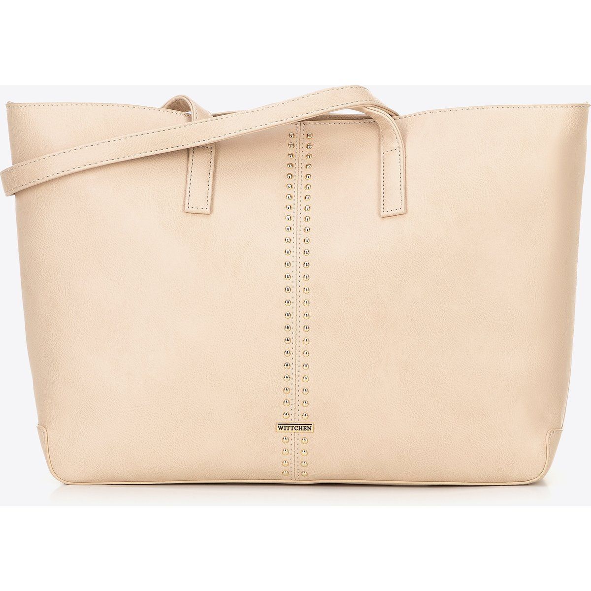 Wittchen Damen-Einkaufstasche aus Kunstleder mit Nieten, beige, Öko-Leder
