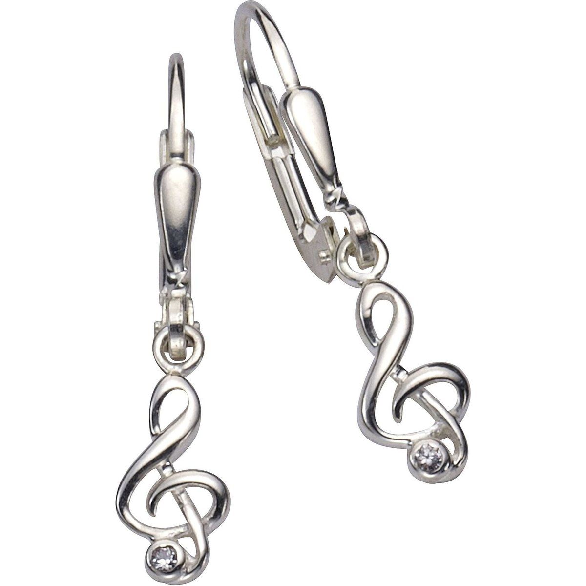 Zeeme Silber Ohrringe Silber 925 mit Notenschlüssel-Motiv