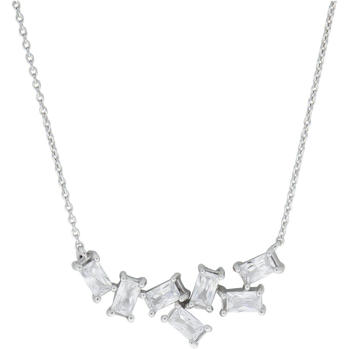 Zeeme Silber Collier 925 Silber rhodiniert Zirkonia