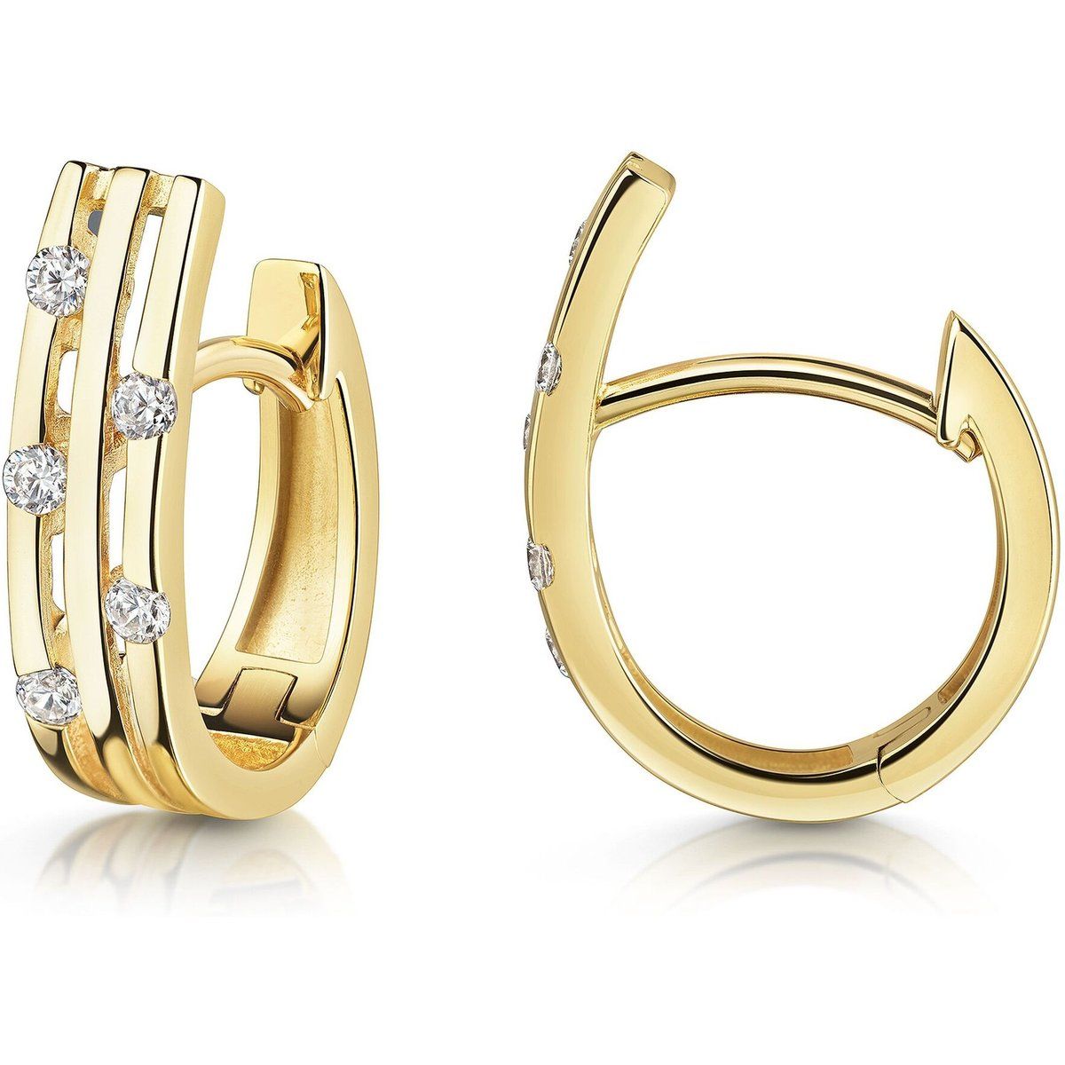 Fascination by Ellen K. Klappcreolen 375/- Gelbgold glanz Zirkonia