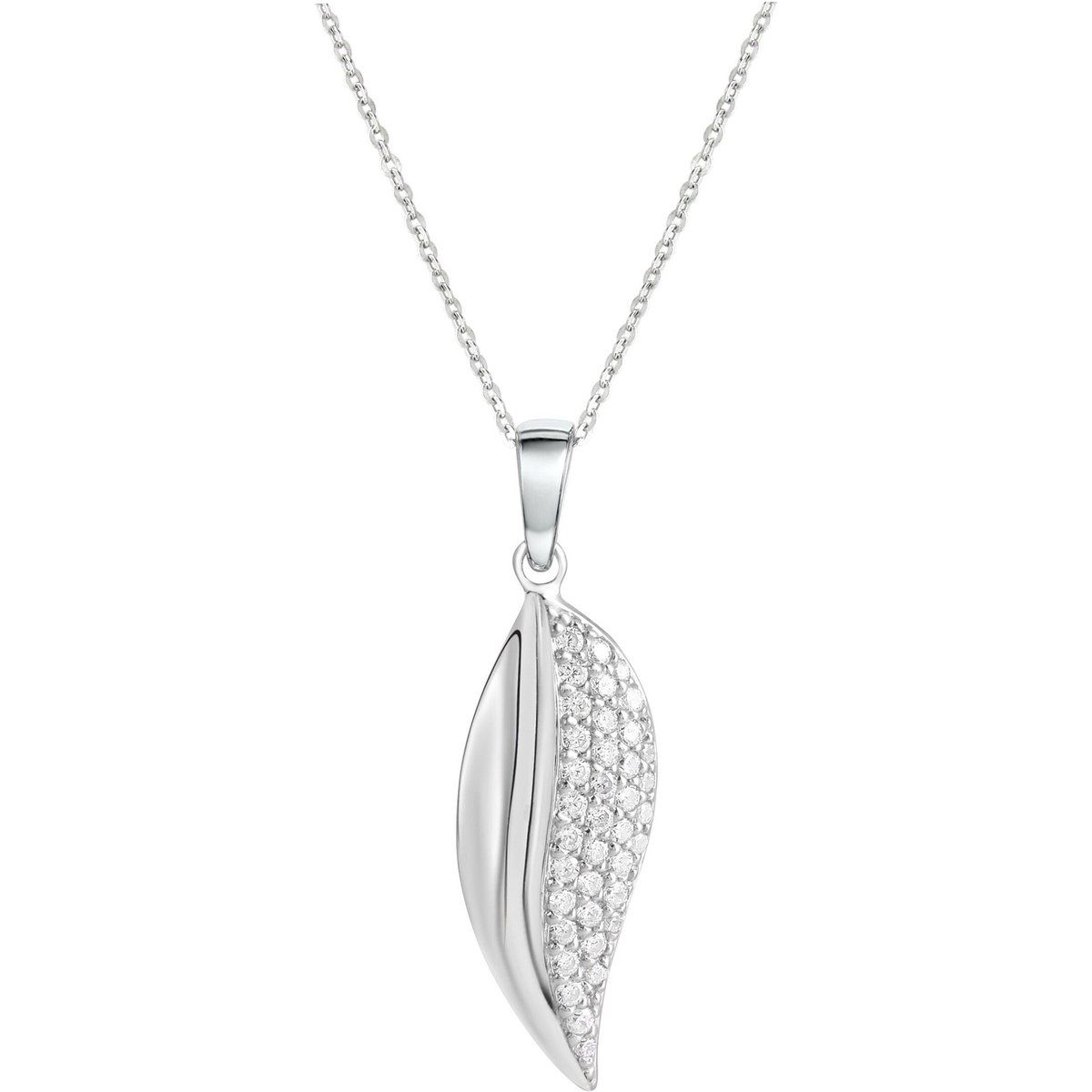 Zeeme Silber Halskette Silber 925 rhodiniert mit Zirkonia weiß
