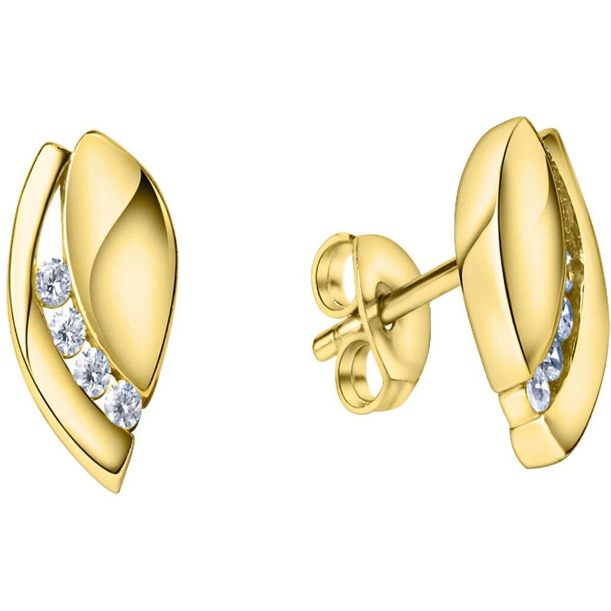 Zeeme Silber Ohrstecker 925/- Sterling Silber vergoldet Zirkonia