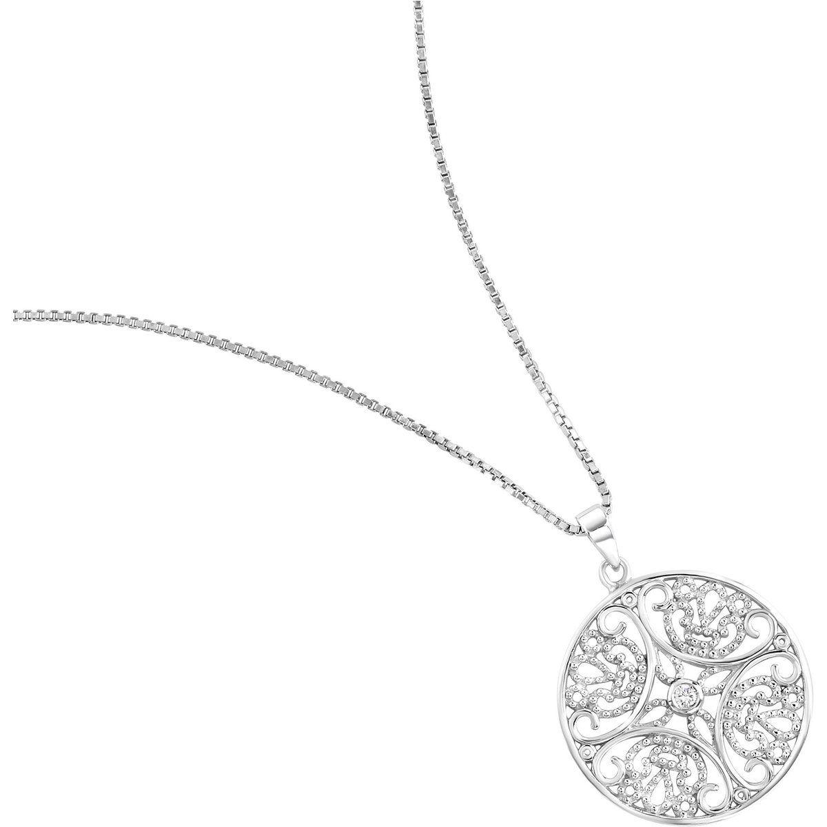 Zeeme Silber Halskette Silber 925 rhodiniert mit Zirkonia weiß