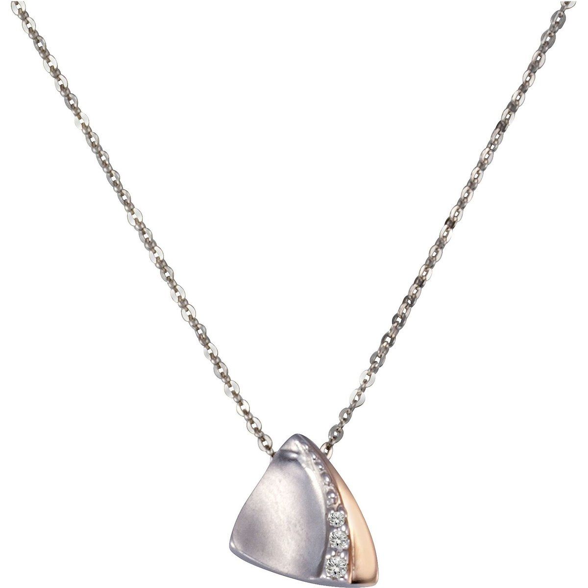 Zeeme Silber Halskette Silber 925 zweifarbig mit Zirkonia weiß