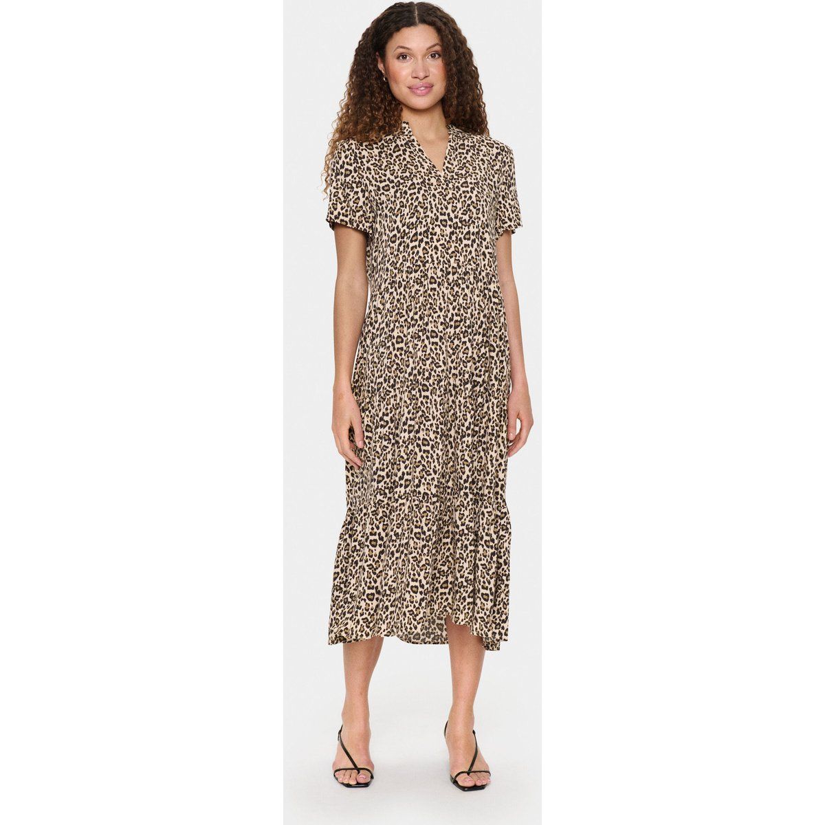 Kleid A-shape Creme Leopard Strokes animal