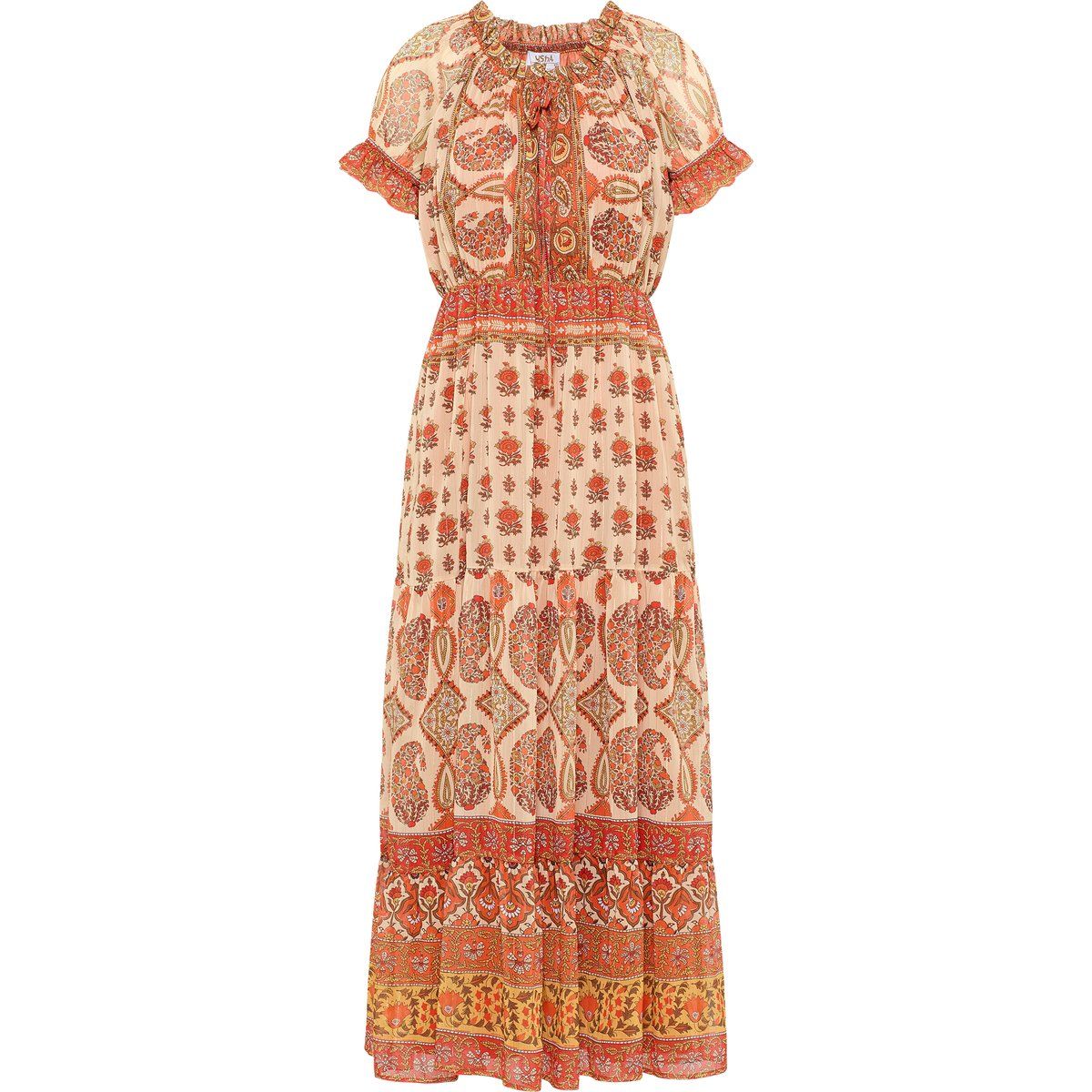 usha Maxikleid mit Allover-Print Damen Orange Mehrfarbig