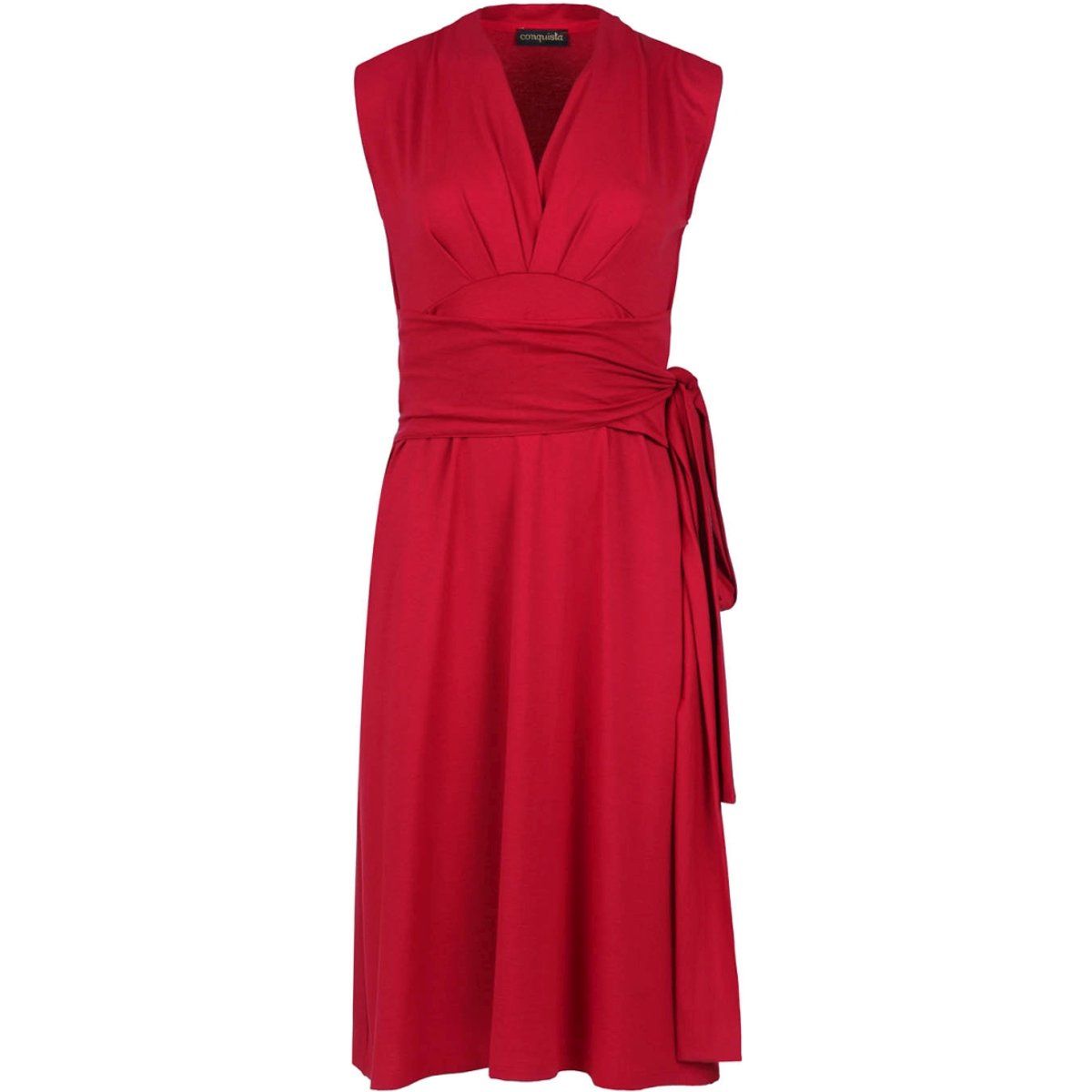 Ärmelloses Wickelkleid mit V-Ausschnitt und Chili Pepper – weicher Viskose-Jersey