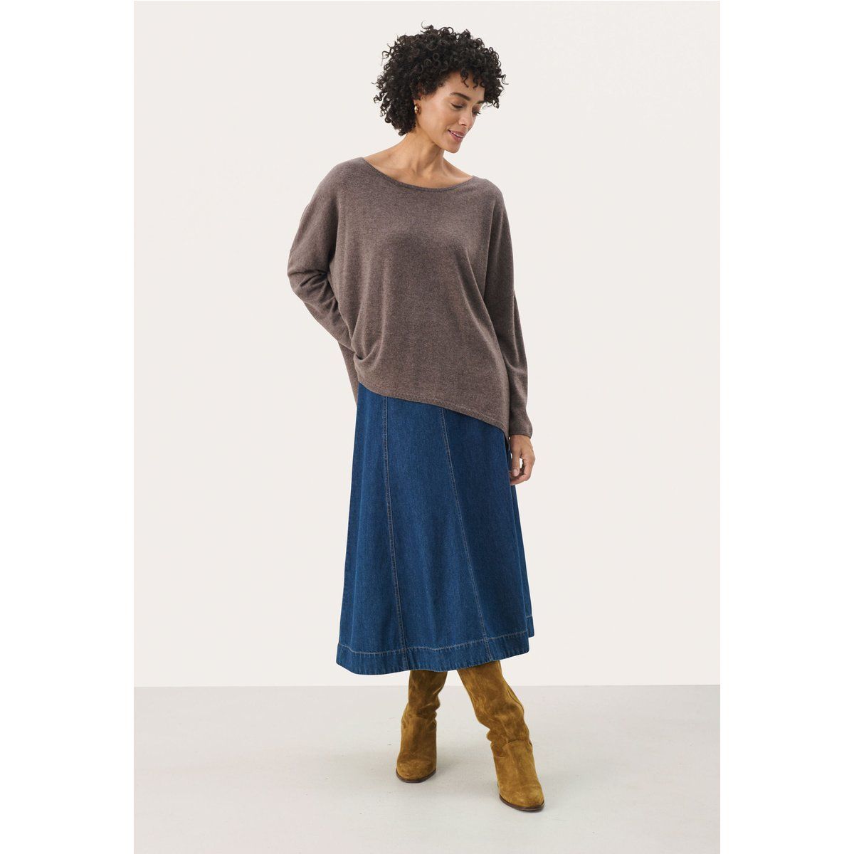Strickpullover Lockere Passform taupe