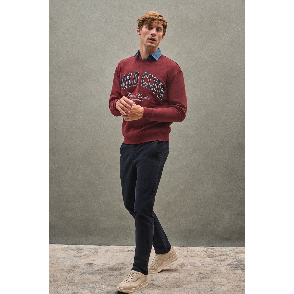 Sweatshirt granatrot im Loose FitEstablished 2012 Polo Club