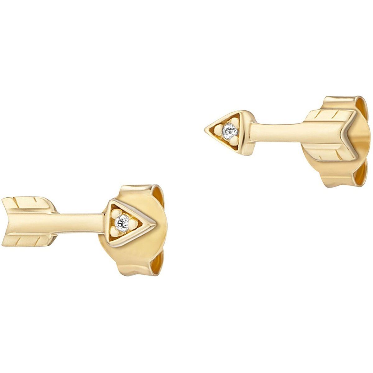 cai Ohrstecker 925/- Sterling Silber vergoldet Zirkonia Pfeile