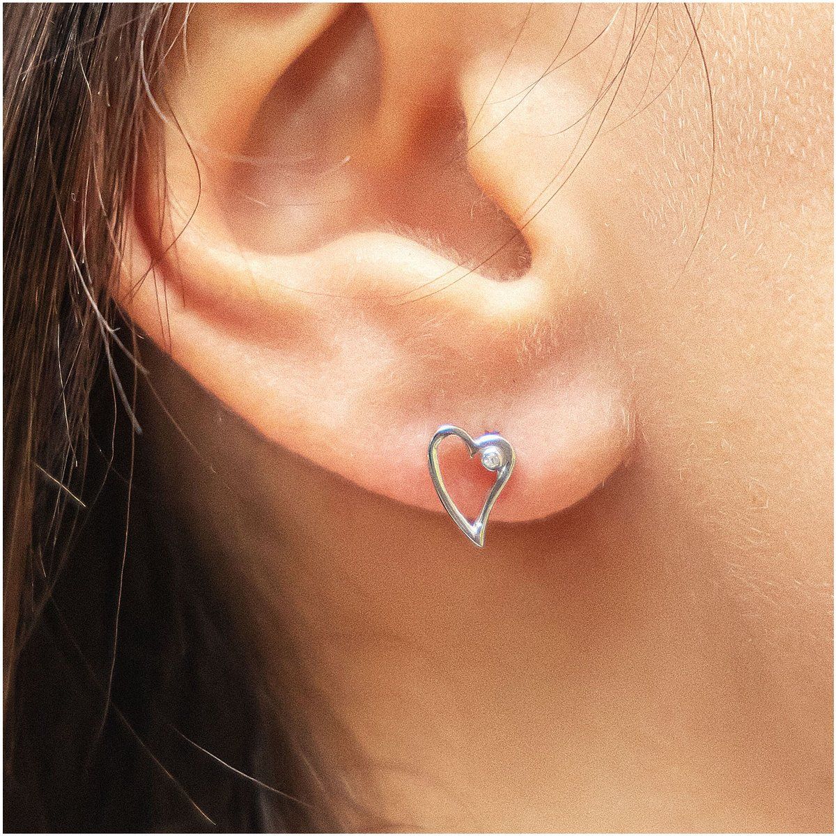 cai Ohrstecker 925/- Sterling Silber rhodiniert Zirkonia Herz