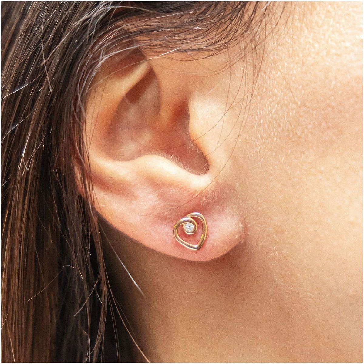 cai Ohrstecker 925/- Sterling Silber rotvergoldet Zirkonia