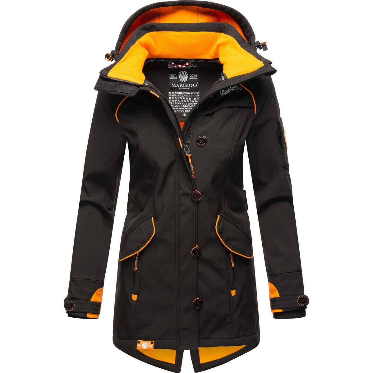 Marikoo Damen Softshelljacke – Soulinaa, wasserdicht mit abnehmbarer Kapuze