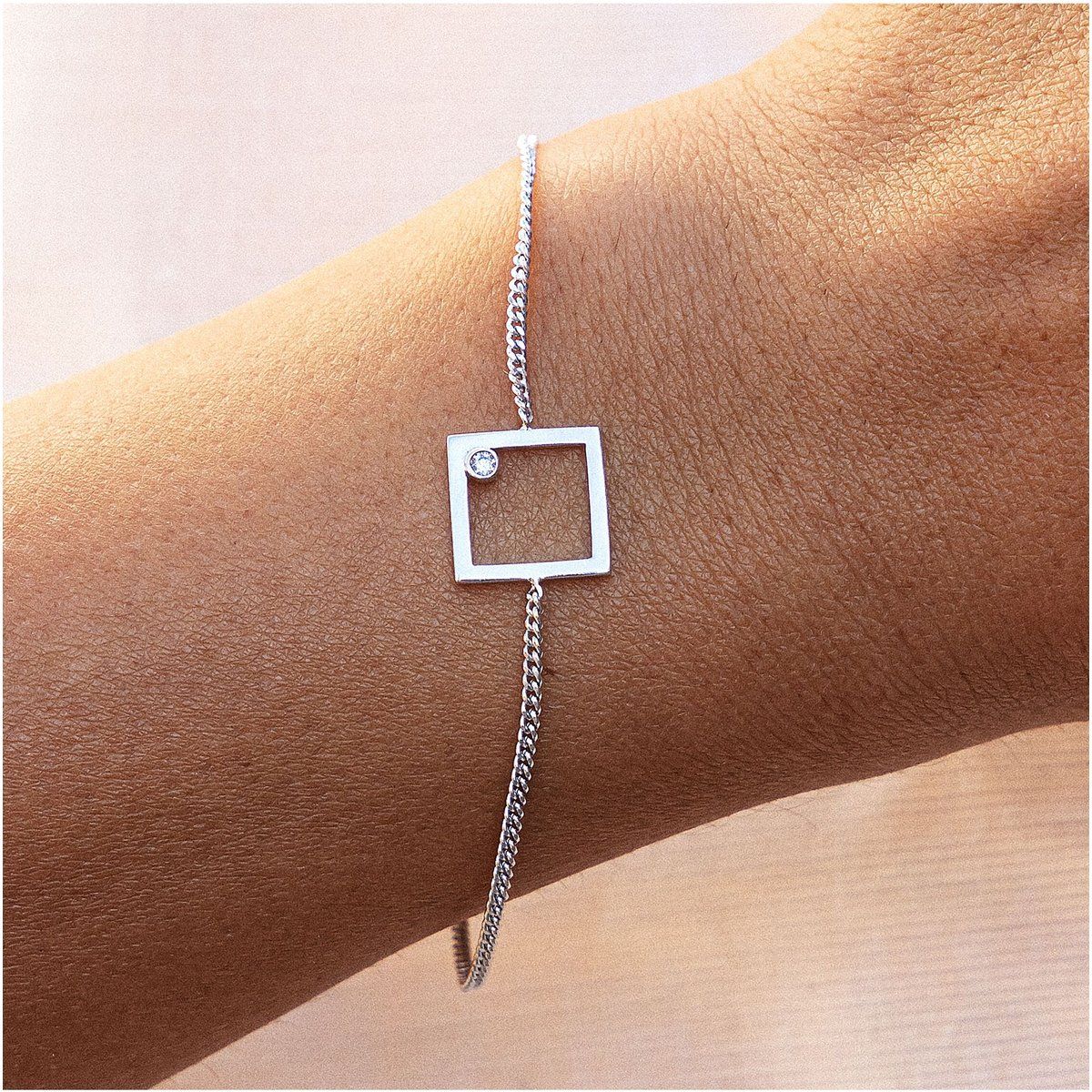 cai Armband 925 Sterling Silber rhodiniert Rechteck Zirkonia