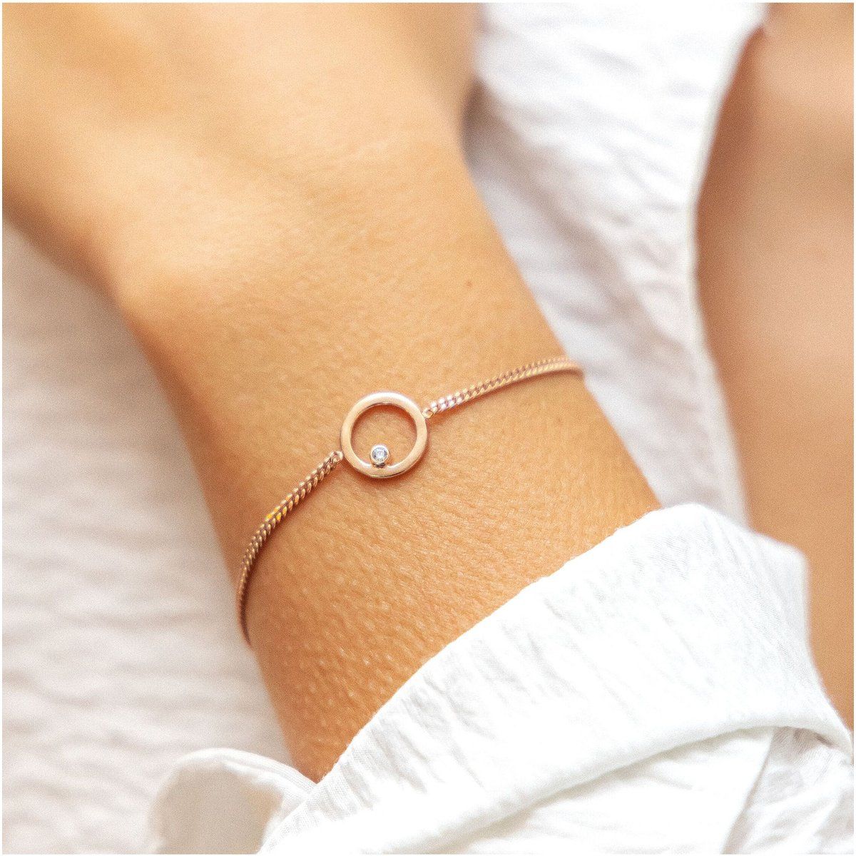 cai Armband 925 Sterling Silber rosé vergoldet Zirkonia Kreis