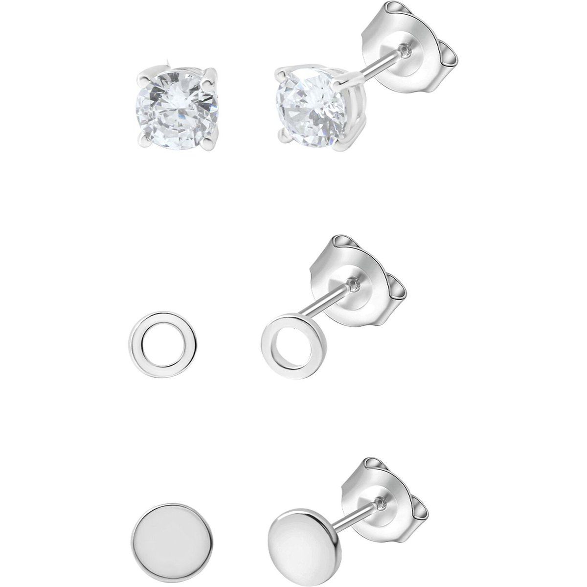 Celesta Silber Ohrstecker Set 925 Sterling Silber rhodiniert Zirkonia