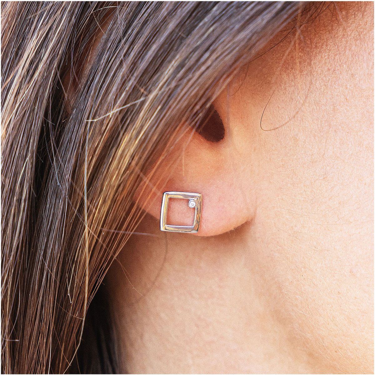 cai Ohrstecker 925 Sterling Silber rhodiniert Zirkonia